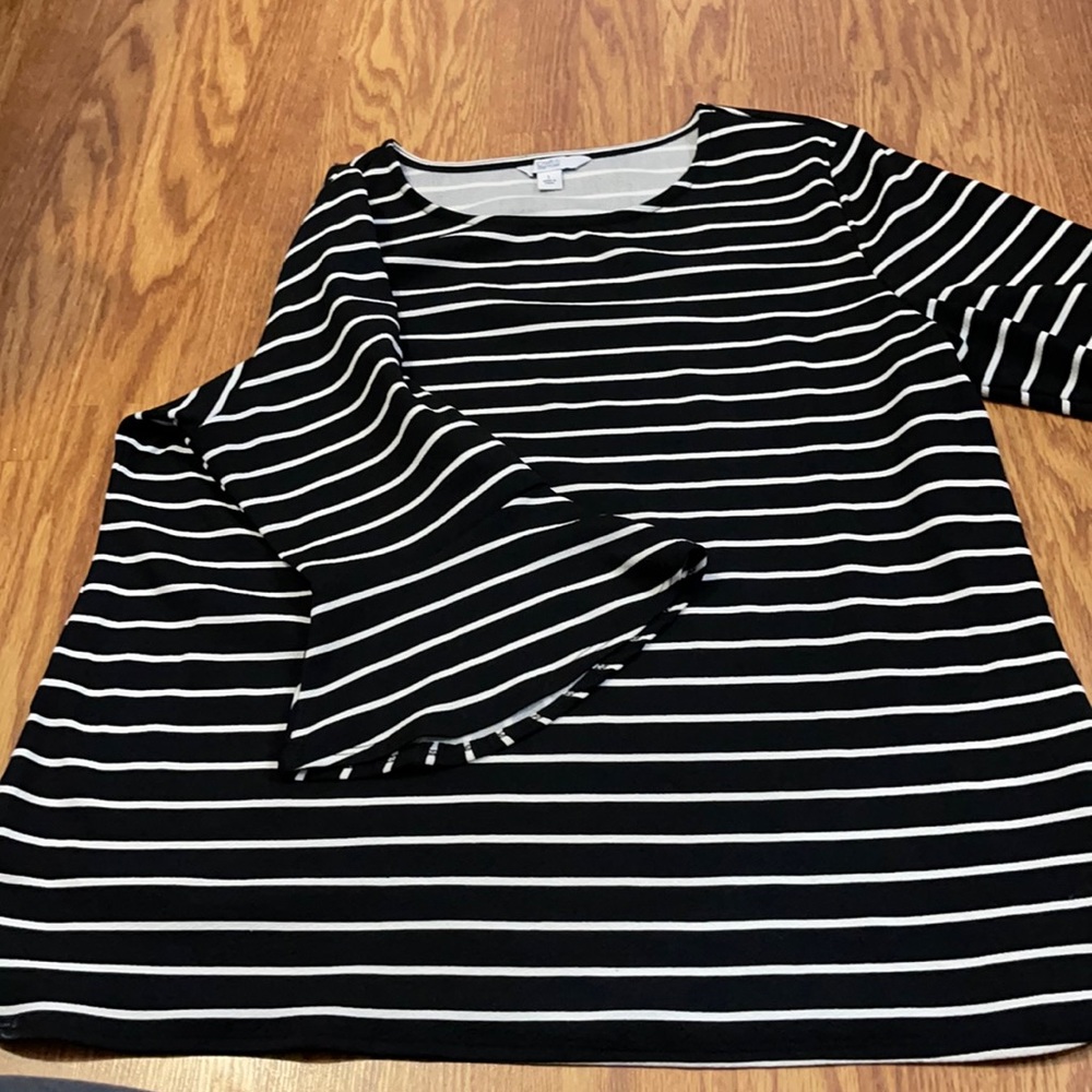 Black and white striped blouse